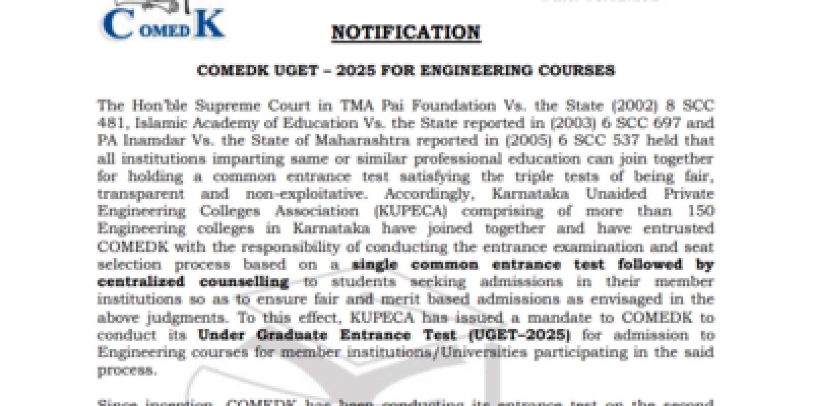 COMEDK UGET 2025 exam date announced: Check important details here