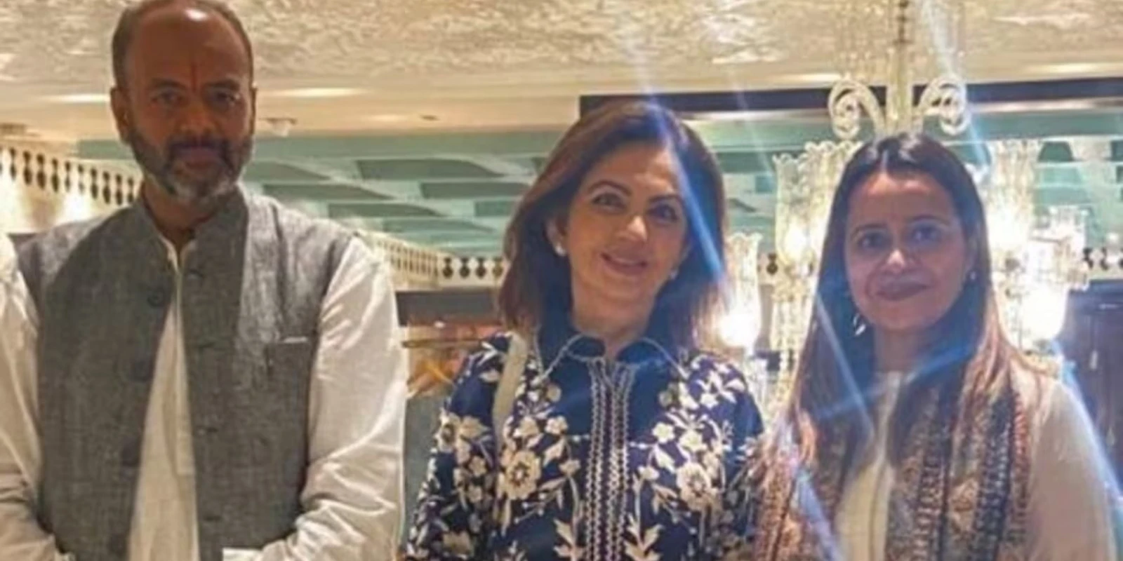 Bengaluru: Nita Ambani's Goes Saree Shopping In A Navy-Blue Co-Ord Set