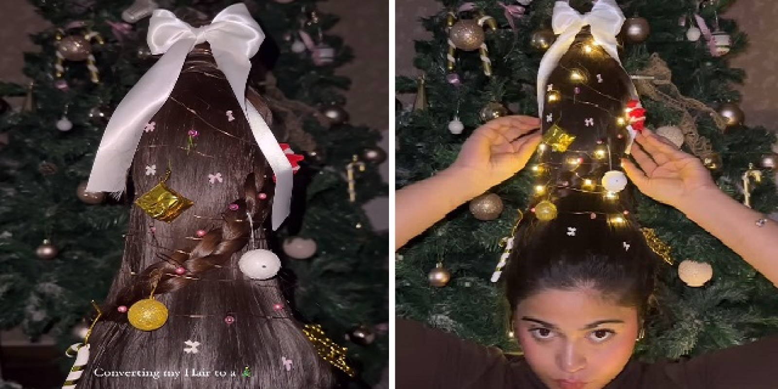 Instagram influencer creates quirky Christmas tree inspired hairstyle, see video