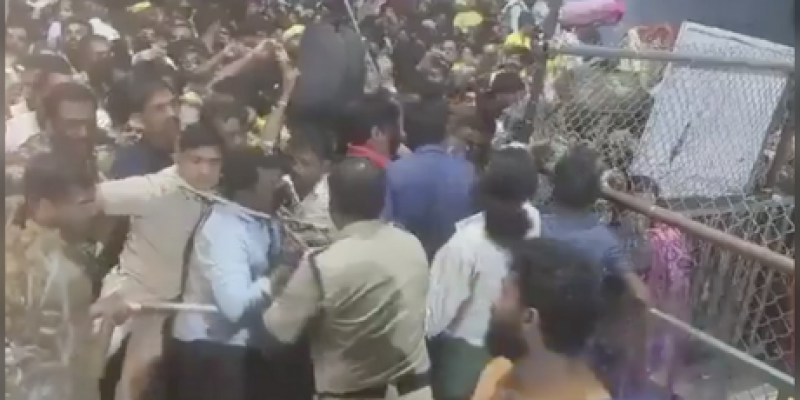 Temple stampede in India during festival leaves six dead, many injured.