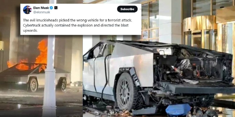 Tesla Cybertruck explodes near Trump hotel, causing casualties