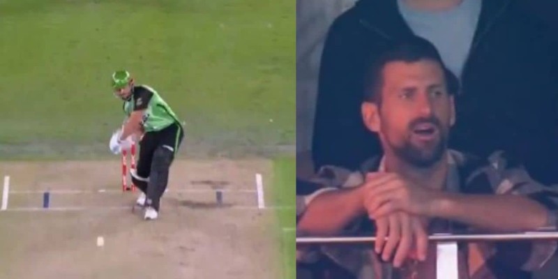 Djokovic's shocked reaction to Stoinis' massive Big Bash League hit.