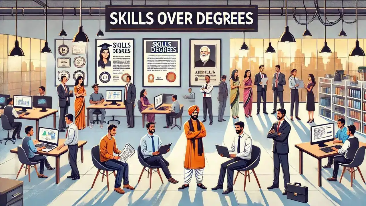 Indian employers prioritize practical skills over formal degrees in hiring.