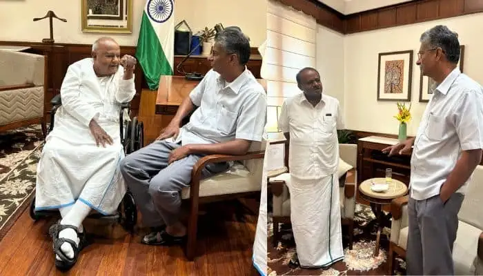 ಸಚಿವ ಜಾರಕಿಹೊಳಿ ದೆಹಲಿಯಲ್ಲಿ ಕುಮಾರಸ್ವಾಮಿ, ದೇವೇಗೌಡರ ಭೇಟಿ