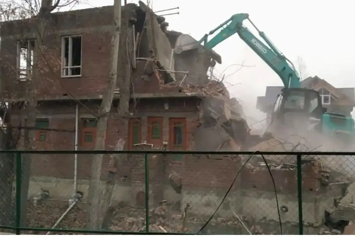 Illegal structures demolished at KGMU campus in Lucknow, India.