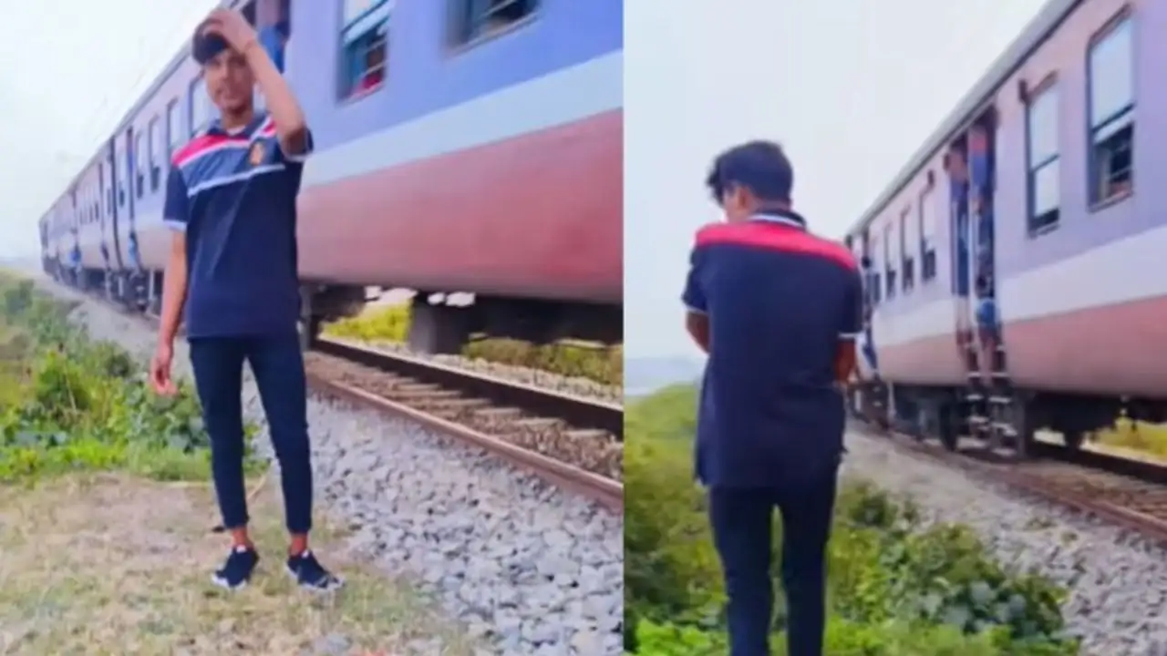 ट्रेन के सामने रील बनाते समय व्यक्ति को चोट लगी, वीडियो वायरल