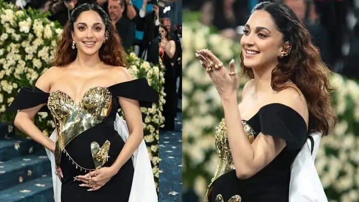 కియారా అద్వానీ మెట్ గాలాలో బేబీ బంప్ తో కనిపించింది.