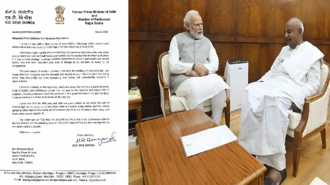 ಆಪರೇಷನ್ ಸಿಂಧೂರ್‌ಗೆ ದೇವೇಗೌಡ ಅವರಿಂದ ಮೋದಿಗೆ ಅಭಿನಂದನಾ ಪತ್ರ