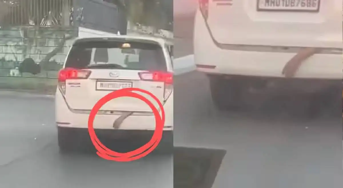 नवी मुंबईत कारच्या डिग्गीतून हात लटकताना दिसल्याचा व्हिडिओ व्हायरल.