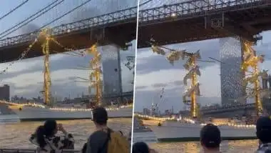 Mexican Navy ship crashes into Brooklyn Bridge; search and rescue underway.