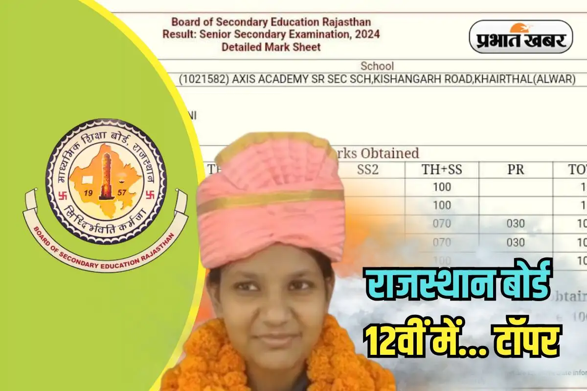 राजस्थान बोर्ड 12वीं परिणाम: प्राची सोनी ने प्राप्त किए 500 में से 500 अंक।