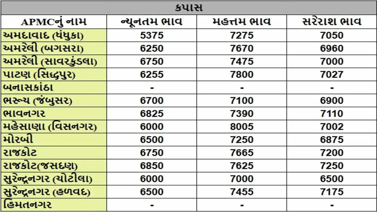 જામનગર APMCમાં મગફળી સહિત વિવિધ પાકોના ભાવ